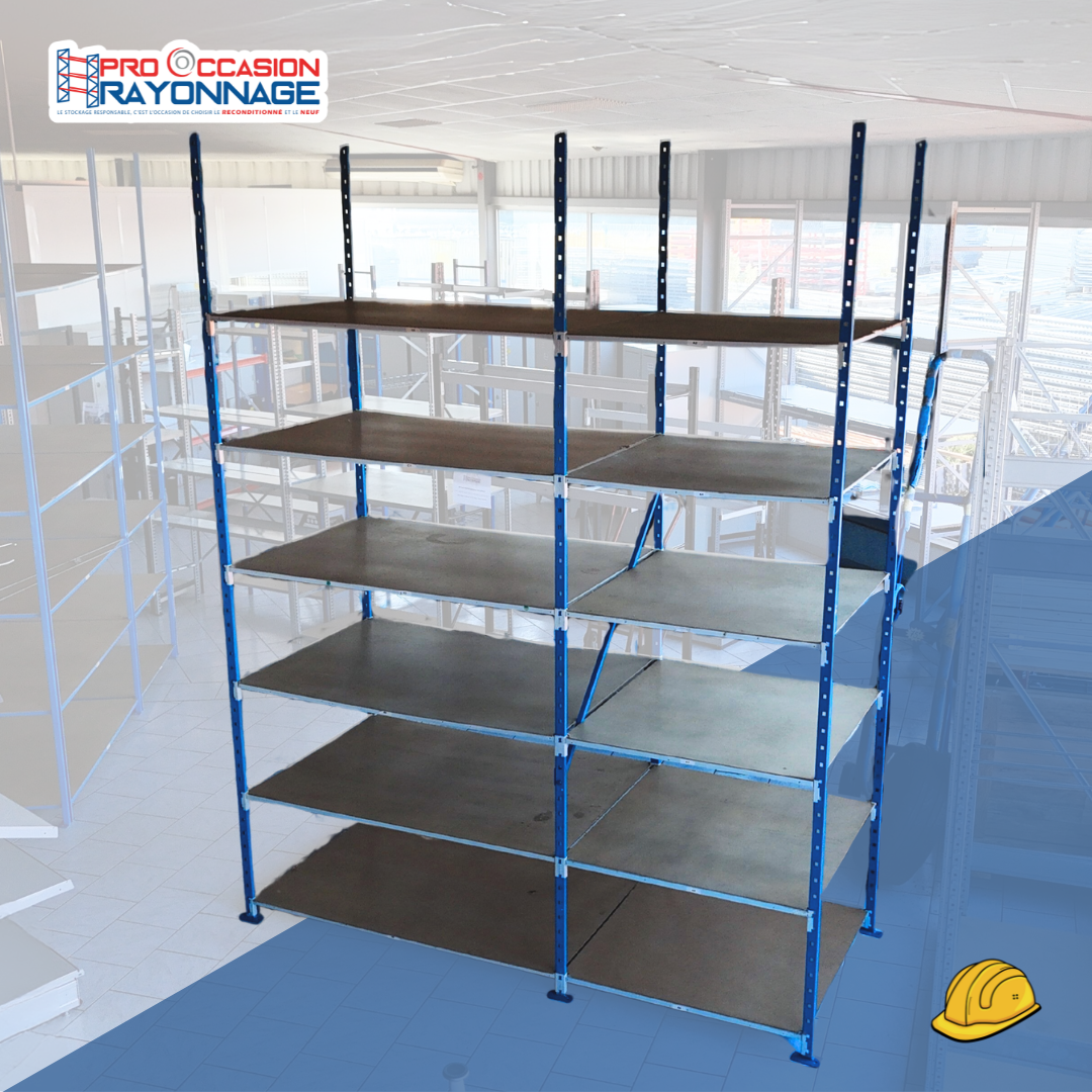 MANORGA Flip - Rayonnage tubulaire - 250kg/niv - H3250, niveau sur mesure avec tablettes isorel incluses 