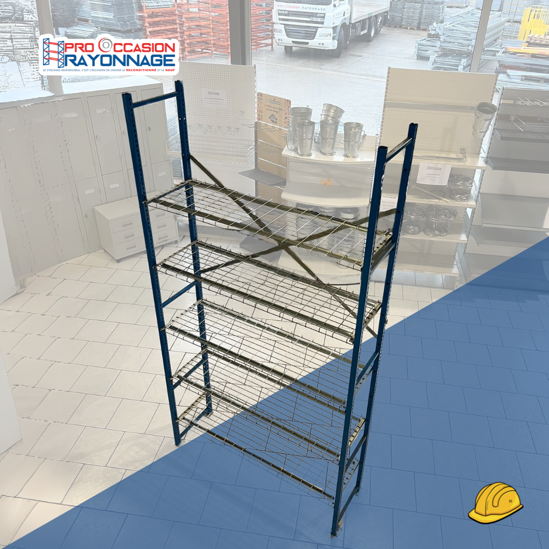 Rayonnage léger galvanisé TIXIT- H2500mm x L1250mm x P400mm – niveaux en plateaux fils 