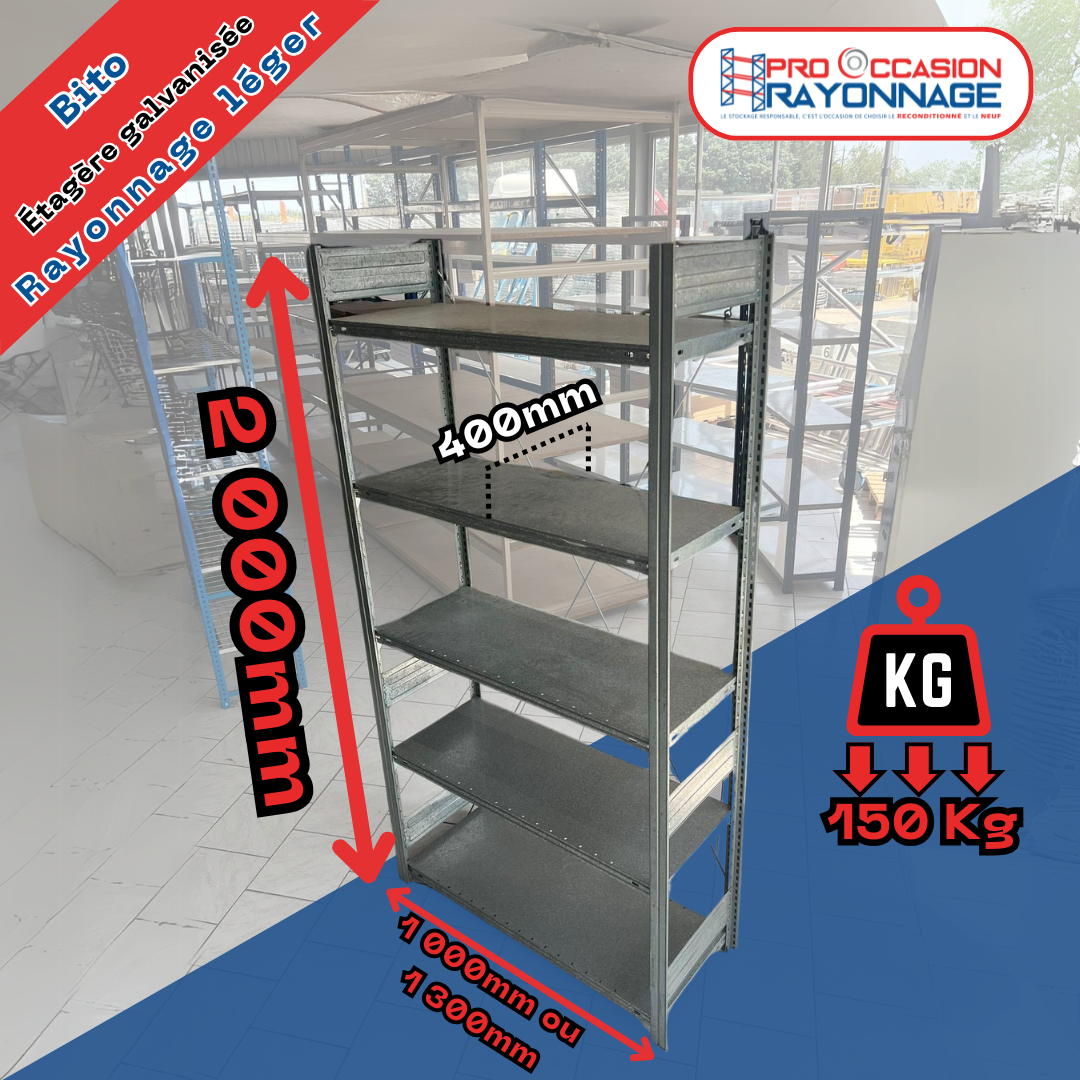 Étagère BITO galvanisée - H2000 mm – Configuration sur mesure de vos niveaux 