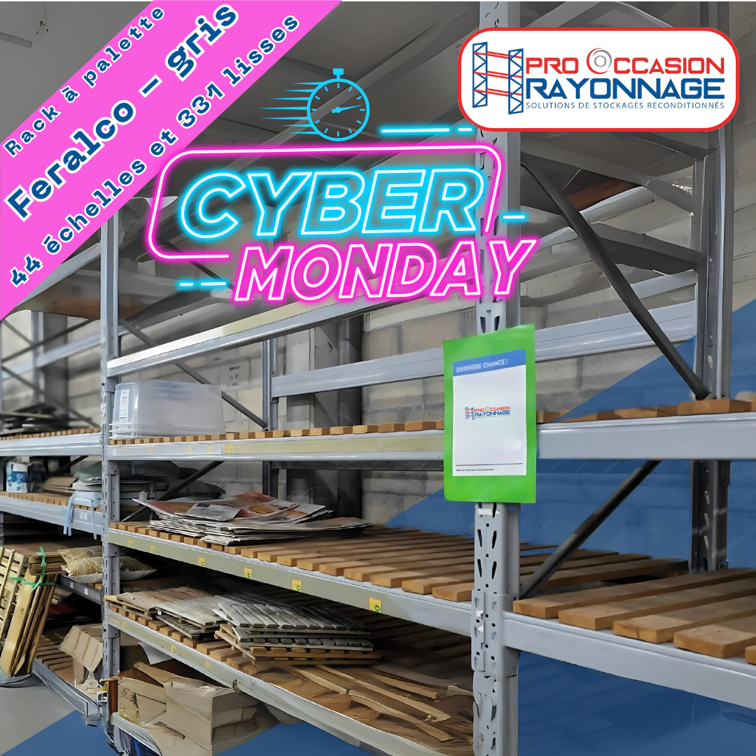 Cyber Monday -50% - Rack à palette : 44 échelles, 331 lisses, plateaux bois et caillebotis inclus ! 