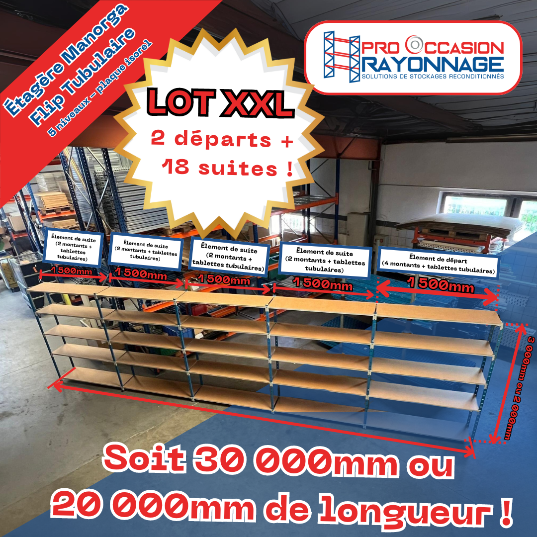 Étagère Manorga Flip Tubulaire - Configurable - [2 départs + 18 suites] Lot XXL 