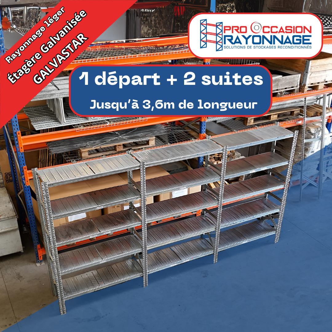 Étagère Galvastar Acier Galvanisé - Longueur configurable - [1 départ + 2 suites] 