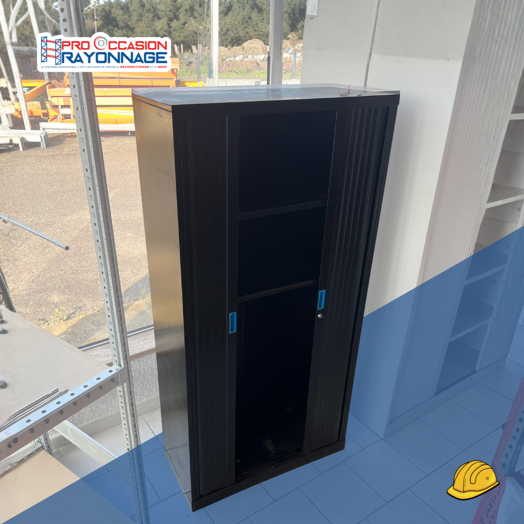 Armoire de bureau – 2 portes coulissantes – Noire 