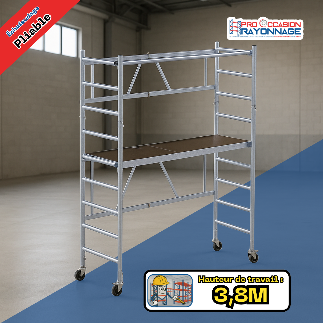 Kit échafaudage pliable – Neuf -  Hauteur de travail : 3,80 mètres 