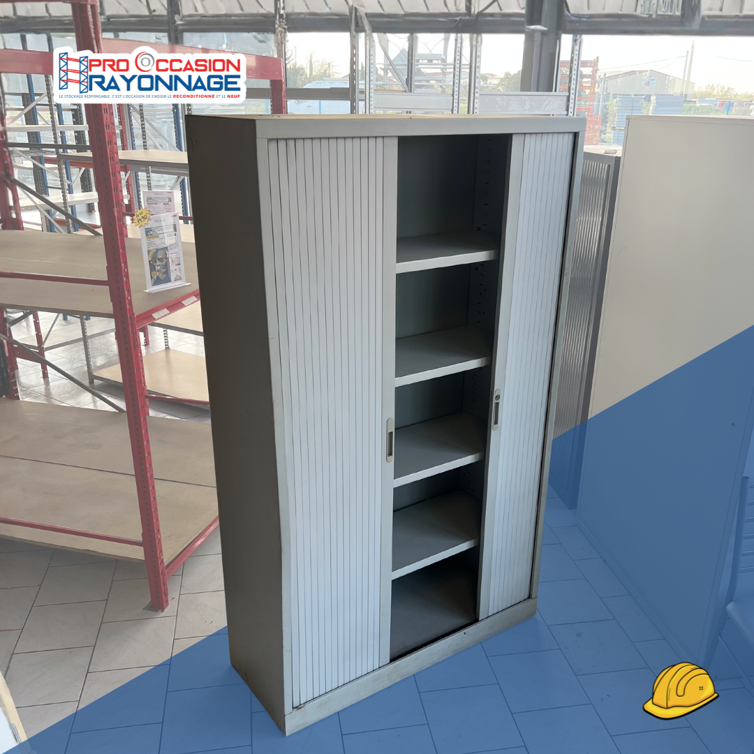 Armoire de bureau – 2 portes coulissantes – Grise 