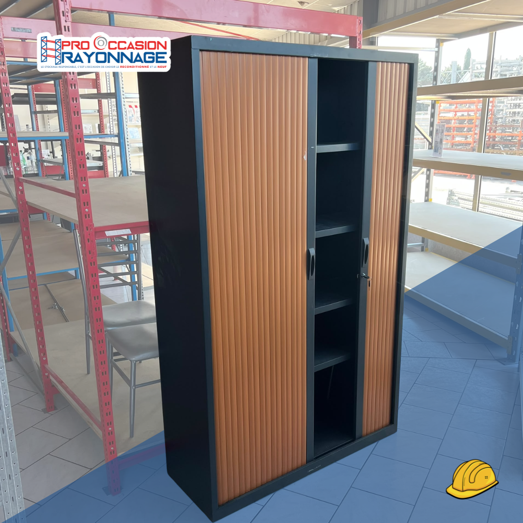 Armoire de bureau noire – 2 portes coulissantes marron 