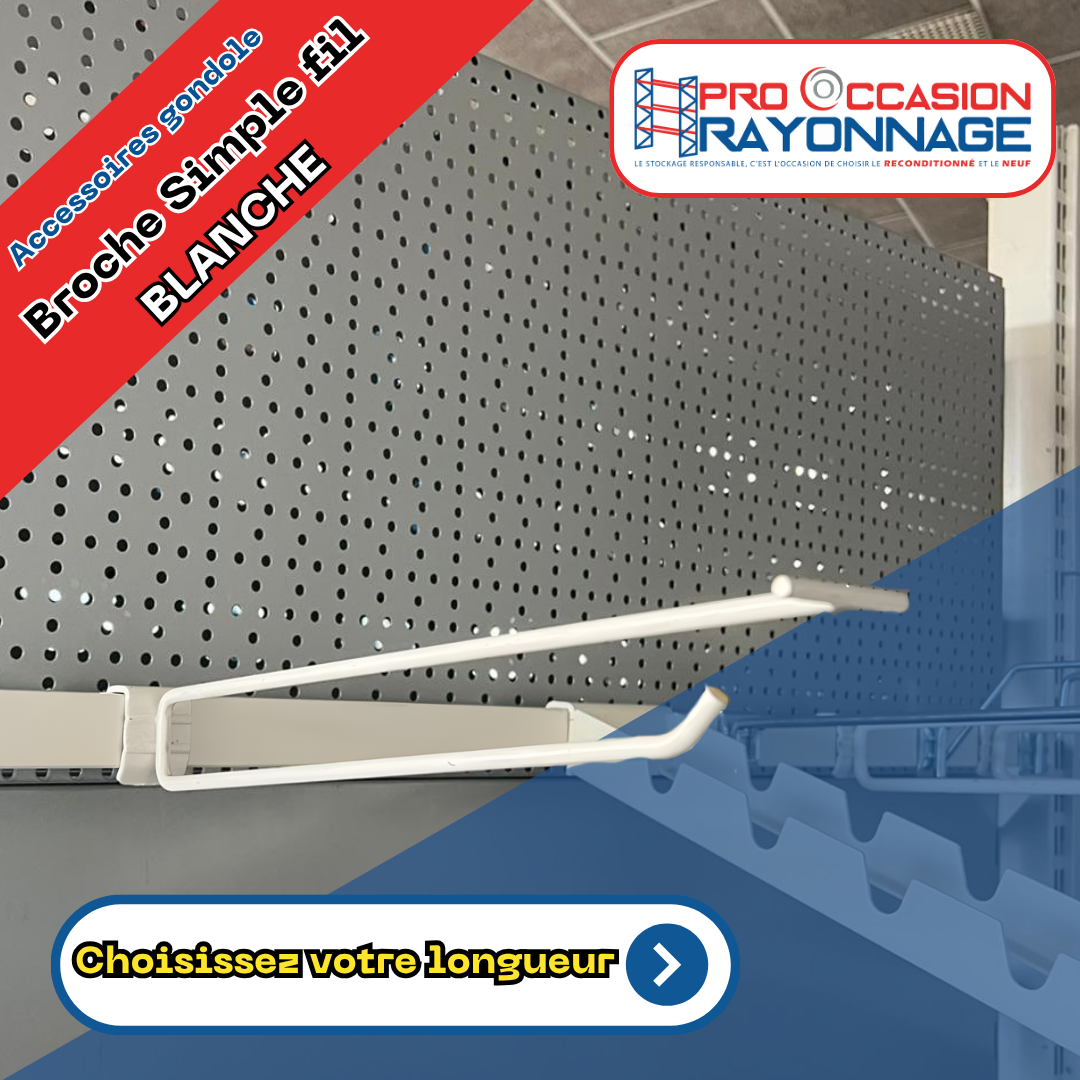 Broche simple fil blanche – spéciale barre de charge, avec porte-étiquette intégré 