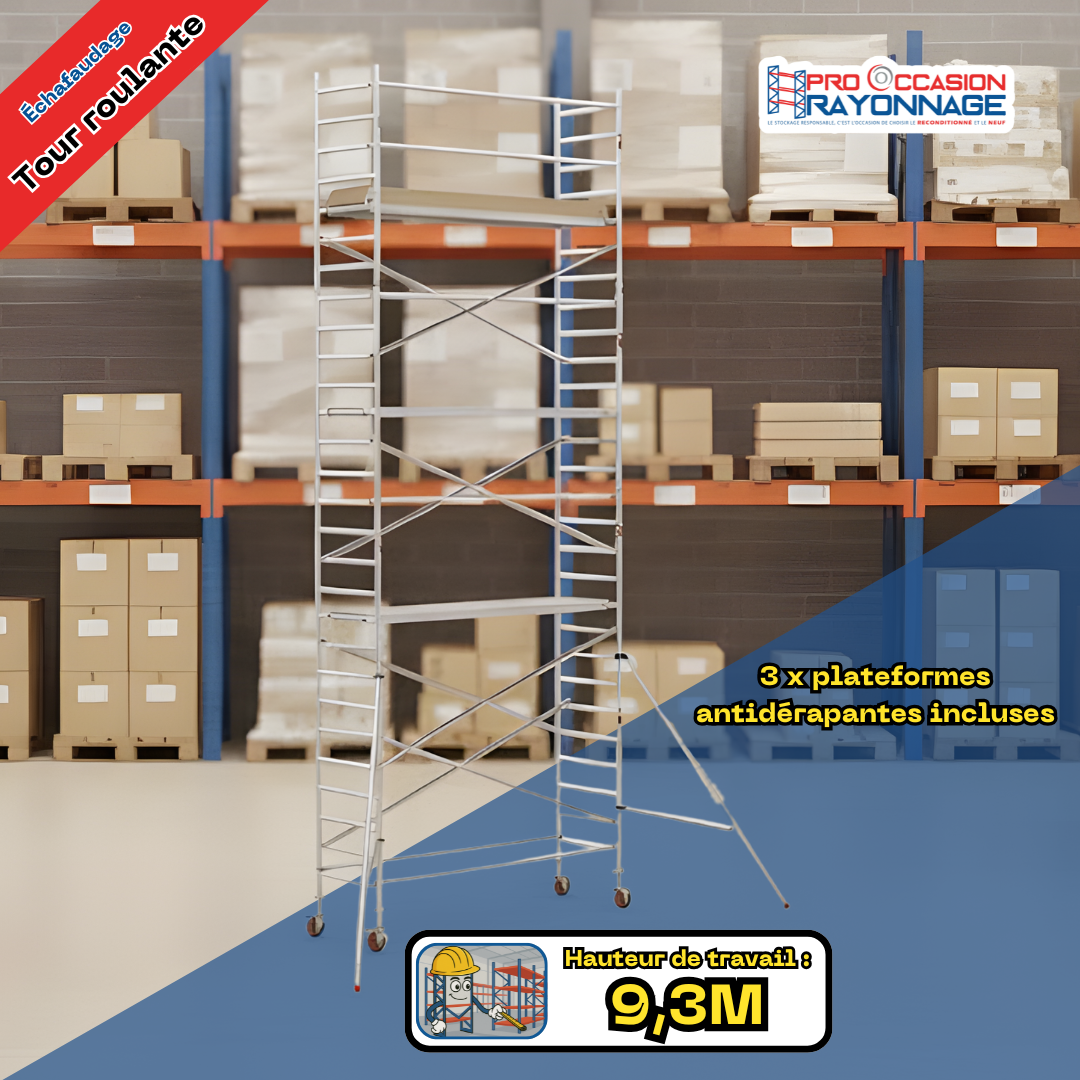 Kit échafaudage Tour Roulante – Neuf  - Hauteur de travail : 9,30 mètres 