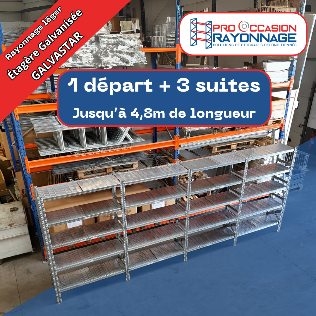 Étagère Galvastar Acier Galvanisé - Longueur configurable - [1 départ + 3 suites] 