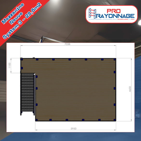 Mezzanine industrielle System 3 complète - Neuve - 28.6m2