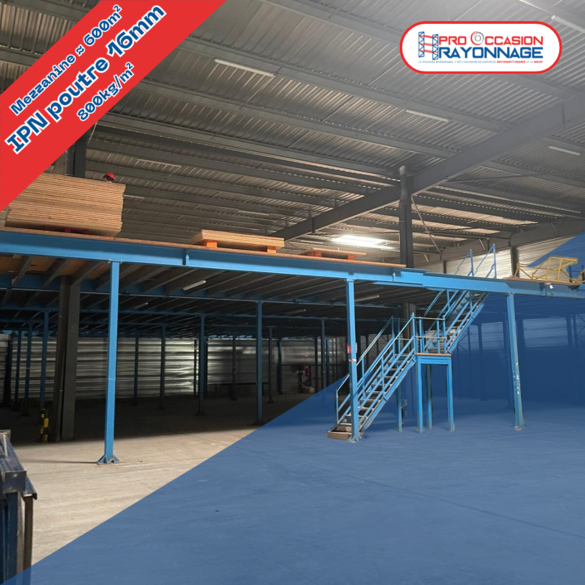 Mezzanine industrielle 600 m² – Charge 800 kg/m²