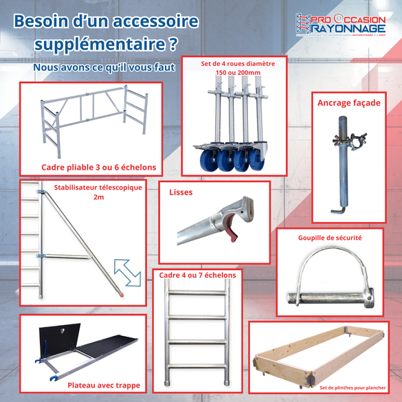 Kit échafaudage pliable – Neuf  Hauteur de travail : 3 mètres