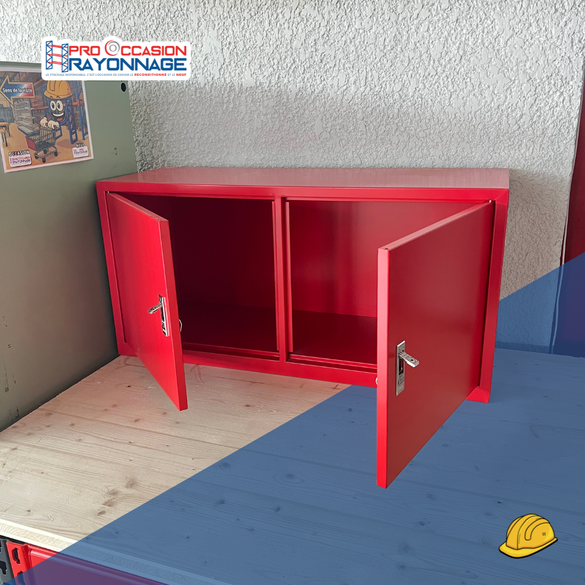 Mini casiers muraux métalliques – 2 portes (bleu & rouge)