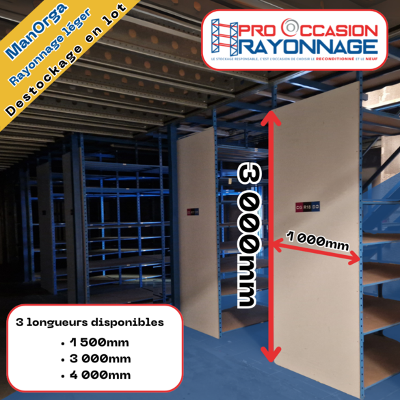 DÉSTOCKAGE  - 63m de Rayonnage léger - ManOrga Flip