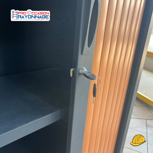Armoire de bureau noire – 2 portes coulissantes marron