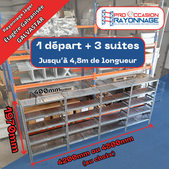 Étagère Galvastar Acier Galvanisé - Longueur configurable - [1 départ + 3 suites]