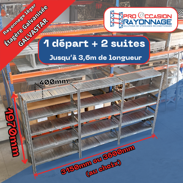 Étagère Galvastar Acier Galvanisé - Longueur configurable - [1 départ + 2 suites]