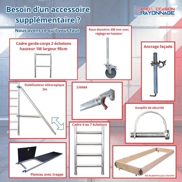 Kit échafaudage Tour Roulante – Neuf  - Hauteur de travail : 5,30 mètres