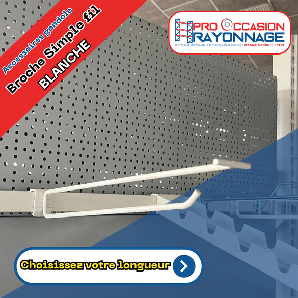 Broche simple fil blanche – spéciale barre de charge, avec porte-étiquette intégré