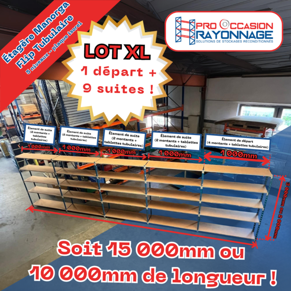 Étagère Manorga Flip Tubulaire - Configurable - [1 départ + 9 suites]  Lot XL